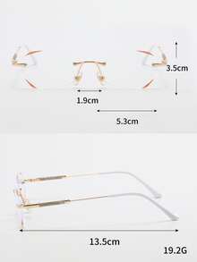 Gafas sin montura con lentes geométricos, accesorios para mujer - Dorado - Ver 4