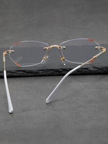Gafas sin montura con lentes geométricos, accesorios para mujer - Dorado - Ver 6