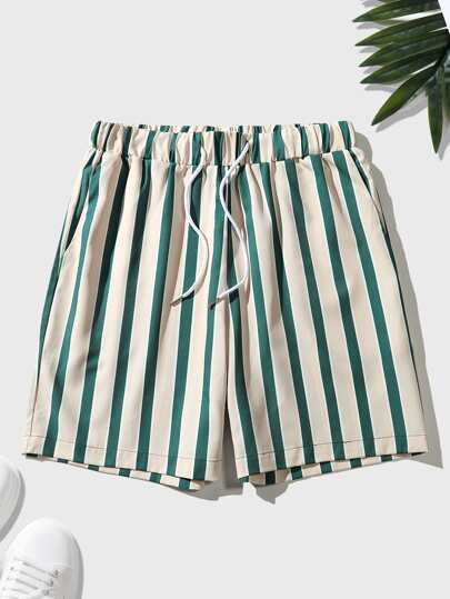 Manfinity RSRT Men's Loose Striped Shorts With Drawstring Waist Rave Colorful Beach, Boyfriend Gift