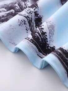 Manfinity Homme 男士山水圖案T恤 - 白色 - 查看 4