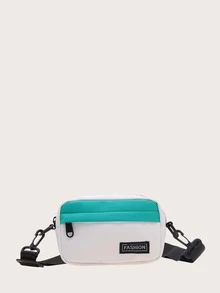 Chicas Bolsa cuadrada con diseño de parche de letra - Multicolor - Ver 1