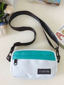 Chicas Bolsa cuadrada con diseño de parche de letra - Multicolor - Ver 2