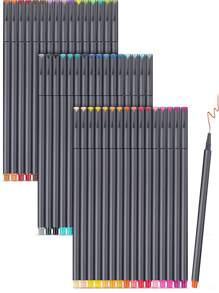 1set 12/24/36/48 Colors 0.4mm Fine Tip Colored Pens, Diary, Note Taking, Writing, Drawing, Coloring, Calendar, Office, School, Teacher Fine Tip Markers Back To School