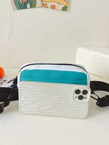 Chicas Bolsa cuadrada con diseño de parche de letra - Multicolor - Ver 6