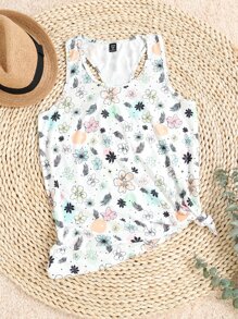 SHEIN LUNE 大碼印花背心上衣 - 彩色 - 查看 1