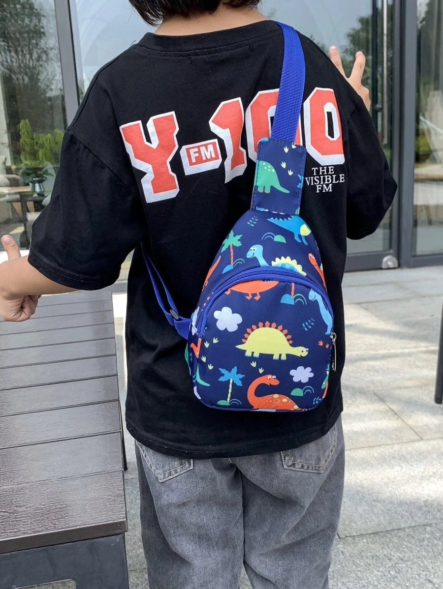 男孩恐龍圖案單肩包 - 彩色 - 查看 1