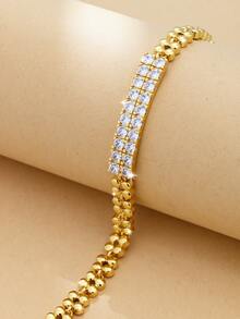 Cubic Zirconia Decor Bracelet - Yellow Gold - View 1