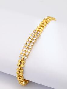 Cubic Zirconia Decor Bracelet - Yellow Gold - View 4