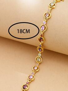 Cubic Zirconia Decor Bracelet - Yellow Gold - View 3