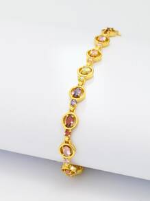 Cubic Zirconia Decor Bracelet - Yellow Gold - View 4