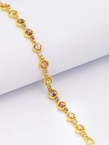 Cubic Zirconia Decor Bracelet - Yellow Gold - View 5