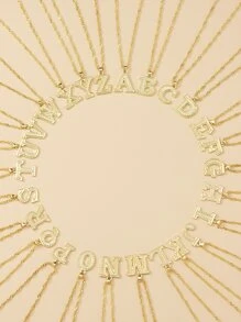 1入組字母裝飾項鍊 - 金黃色 - 查看 1