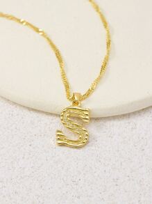 1入組字母裝飾項鍊 - 金黃色 - 查看 2