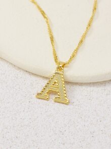 1入組字母裝飾項鍊 - 金黃色 - 查看 3