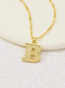 1入組字母裝飾項鍊 - 金黃色 - 查看 4