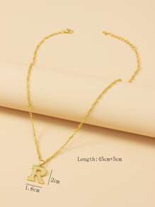 1入組字母裝飾項鍊 - 金黃色 - 查看 6