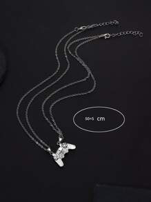 2pcs/set Men Magnetic Gamepad Charm Necklace - Silver - View 4
