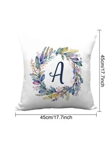 1入組花環和字母圖案靠墊套無填充物現代梭織裝飾傢居抱枕套 - 彩色 - 查看 3