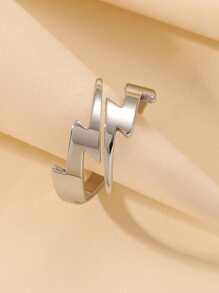 Lightning Design Cuff Ring - Silver - View 1