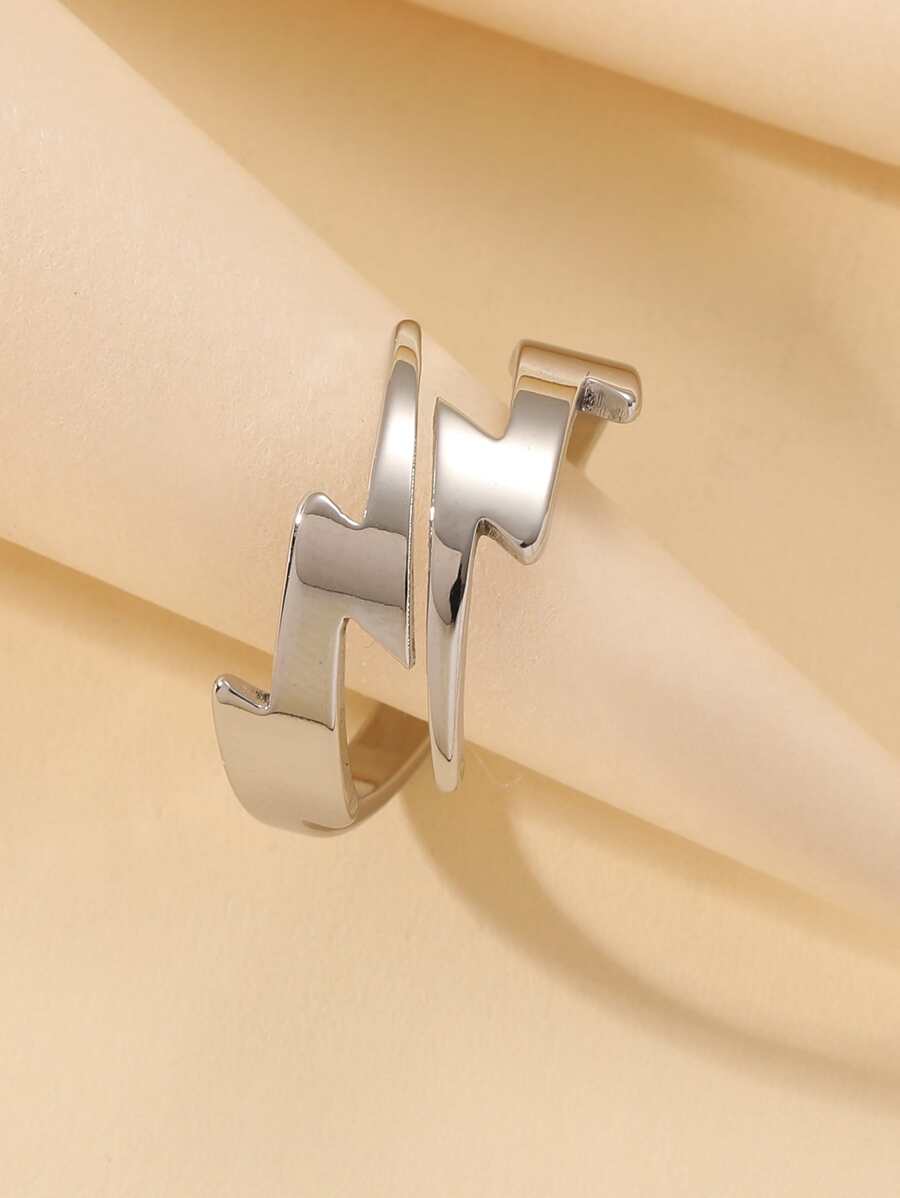 Lightning Design Cuff Ring - Silver - View 1