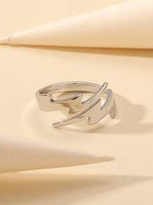 Lightning Design Cuff Ring - Silver - View 2