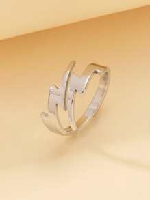Lightning Design Cuff Ring - Silver - View 3