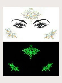 1 tờ nhãn dán hình xăm đính đá trên mặt - Nhiều màu - Xem 1