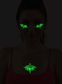 1 tờ nhãn dán hình xăm đính đá trên mặt - Nhiều màu - Xem 3