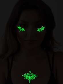 1 tờ nhãn dán hình xăm đính đá trên mặt - Nhiều màu - Xem 4