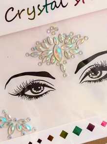 1 tờ nhãn dán hình xăm đính đá trên mặt - Nhiều màu - Xem 5