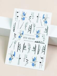 1 hoja Pegatina de arte de uña con estampado de hoja - Multicolor - Ver 5