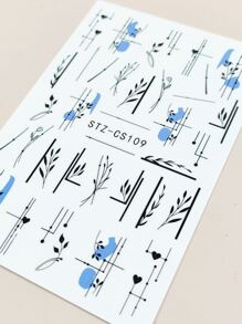 1 hoja Pegatina de arte de uña con estampado de hoja - Multicolor - Ver 6