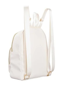 1 Pc Solid Color Simple Large-Capacity Children's Backpack, Suitable For Outdoor Travel, School Gifts  And Students For Boys Girls - White - View 3