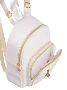 1 Pc Solid Color Simple Large-Capacity Children's Backpack, Suitable For Outdoor Travel, School Gifts  And Students For Boys Girls - White - View 5