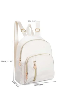 1 Pc Solid Color Simple Large-Capacity Children's Backpack, Suitable For Outdoor Travel, School Gifts  And Students For Boys Girls - White - View 6