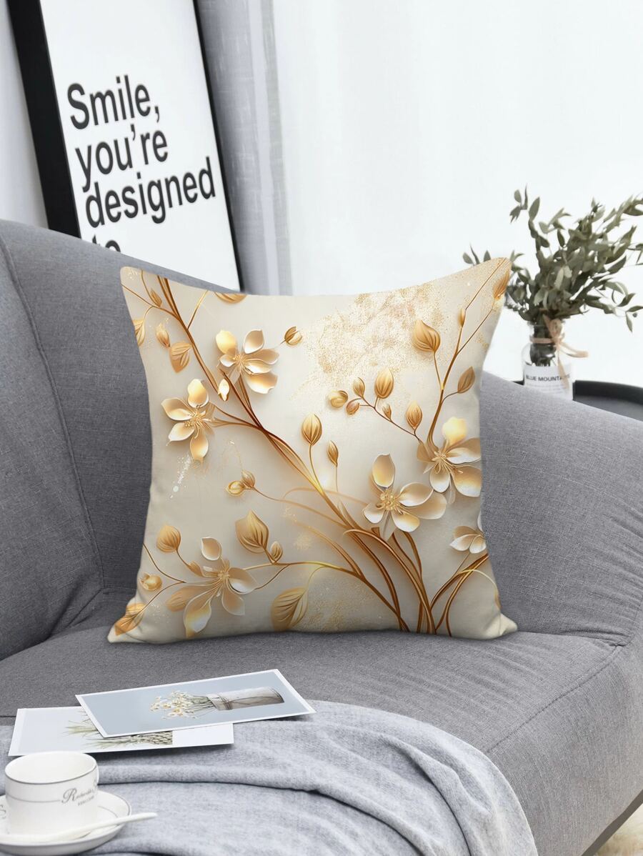 1 Họa Tiết Hoa Đệm Mà Không Cần Chất Độn, Mục Vụ Vải Dệt Trang Trí Ném Gối Cho Ghế Sofa - Vàng - Xem 1