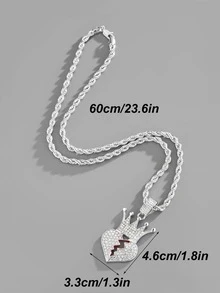 Men Crown Charm Necklace - Silver - View 4
