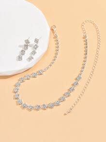 3 cái/bộ Rhinestone Trang Trí Trang Trí Bộ Trang Sức Bằng Đồng - Bạc - Xem 2