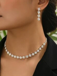 3 cái/bộ Rhinestone Trang Trí Trang Trí Bộ Trang Sức Bằng Đồng - Bạc - Xem 3
