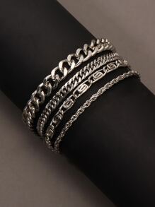 4入組中性極簡不鏽鋼手鍊,適用於海灘度假