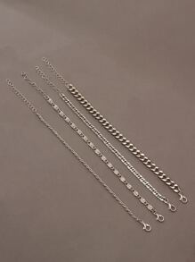 4入組中性極簡不鏽鋼手鍊,適用於海灘度假