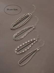 4入組中性極簡不鏽鋼手鍊,適用於海灘度假