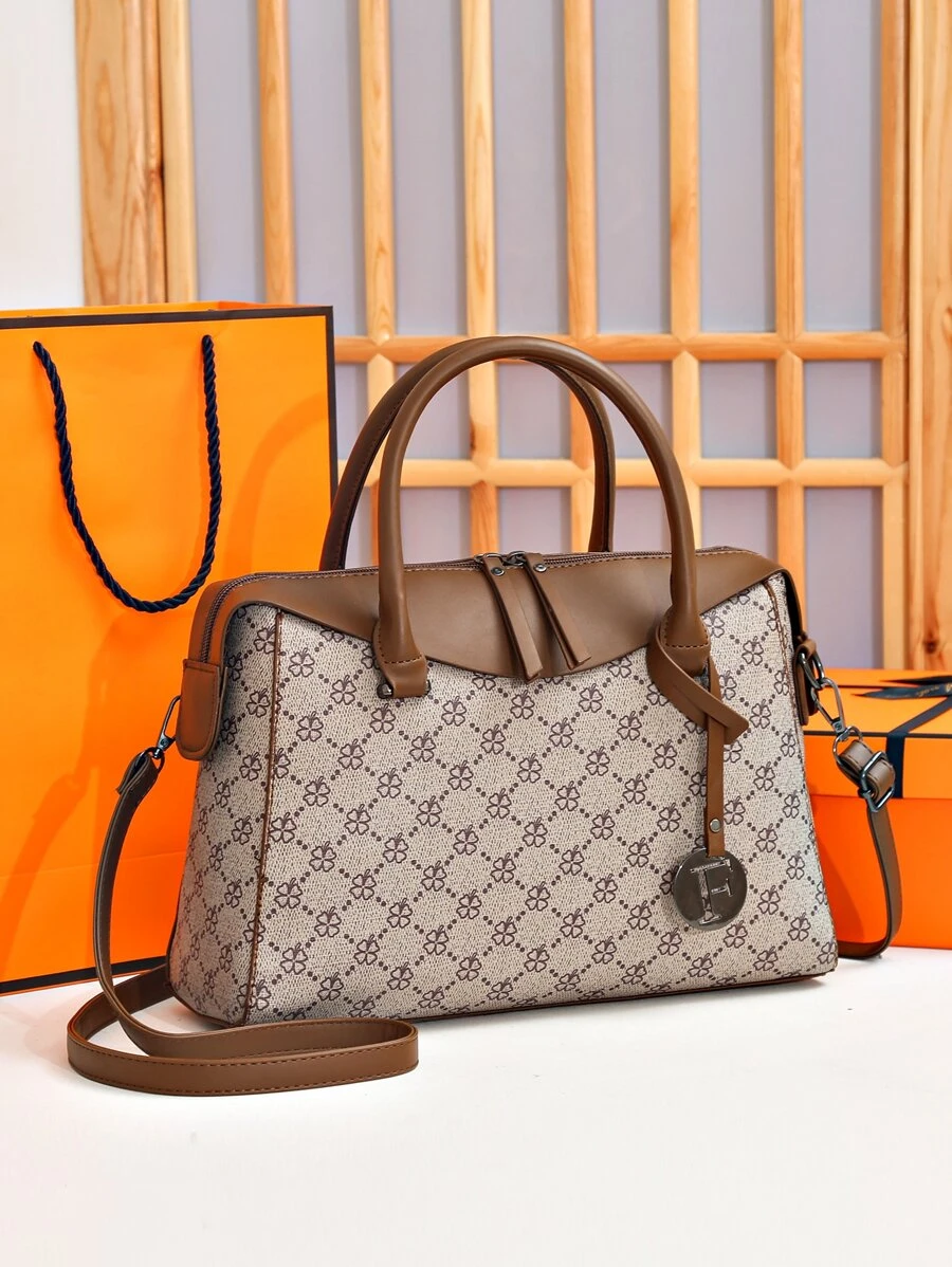 yating Fashionable Colorblock Large Capacity Tote Bag For Handheld And Cross-Body Use - Multicolor - View 1