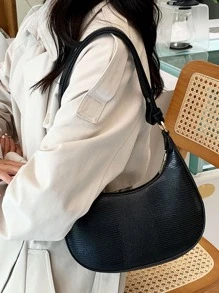 Bolso hobo lagartija en relieve - Negro - Ver 2