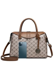 yating Fashionable Colorblock Large Capacity Tote Bag For Handheld And Cross-Body Use - Multicolor - View 4