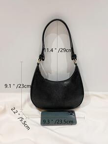 Bolso hobo lagartija en relieve - Negro - Ver 4