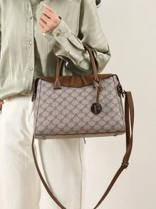 yating Fashionable Colorblock Large Capacity Tote Bag For Handheld And Cross-Body Use - Multicolor - View 6