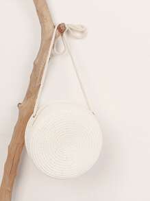 Yogodlns Bolsa de mimbre mini minimalista - Blanco - Ver 2