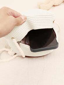 Yogodlns Bolsa de mimbre mini minimalista - Blanco - Ver 4