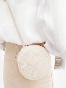 Yogodlns Bolsa de mimbre mini minimalista - Blanco - Ver 5